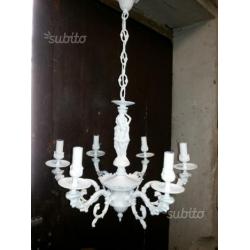 Lampadario vintage metallo laccato bianco perfetto