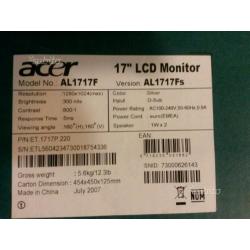 Monitor Acer 17 pollici