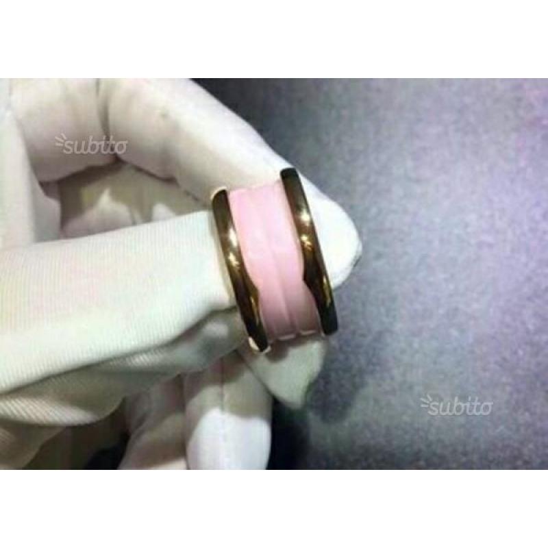 Anello BULGARI B-ZERO1 originale oro ceramica rosa