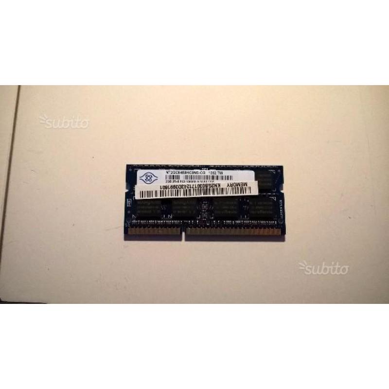 2 Banchi di RAM DDR3 PC3-10600S 1x1GB e 1x2GB per