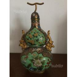 Vintage bottiglia zucca bronzo in cloisonne