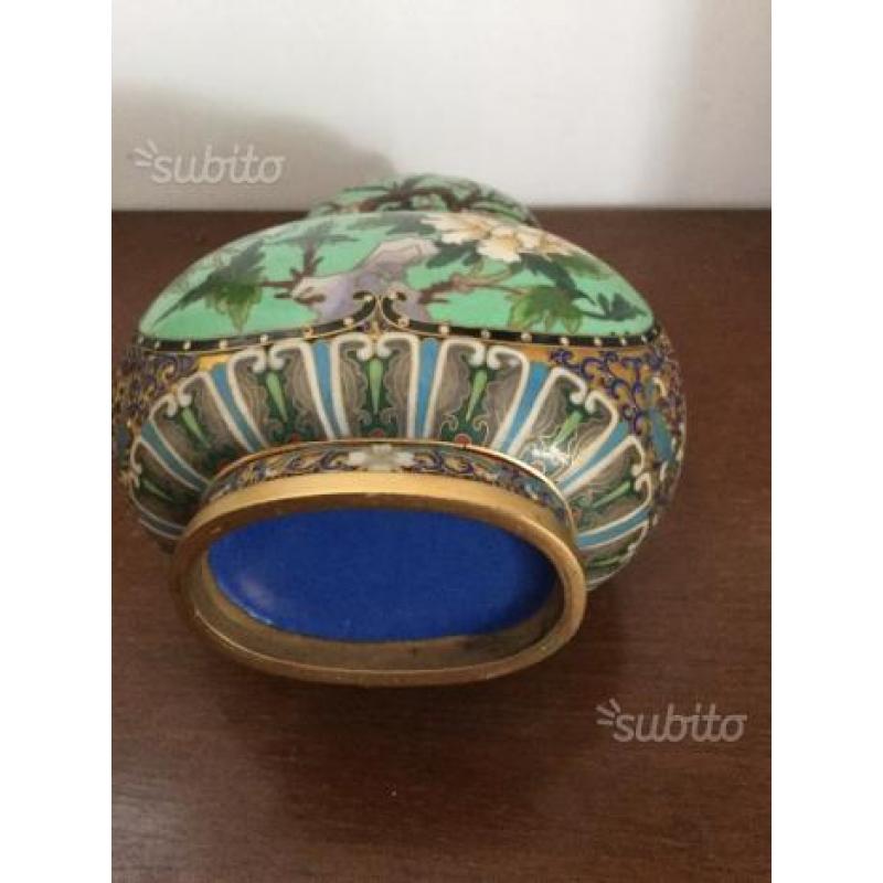 Vintage bottiglia zucca bronzo in cloisonne