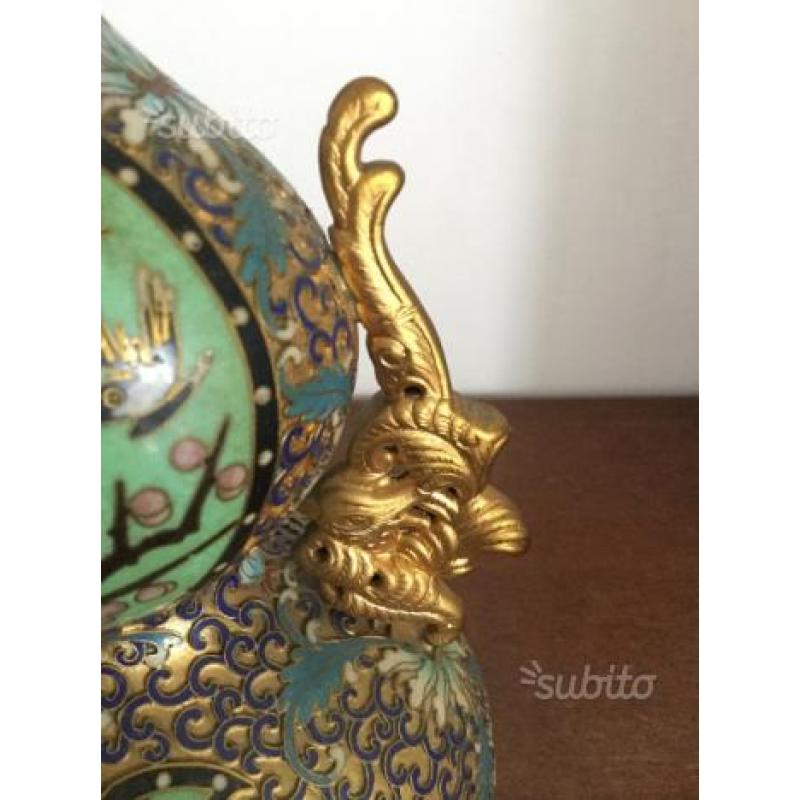 Vintage bottiglia zucca bronzo in cloisonne