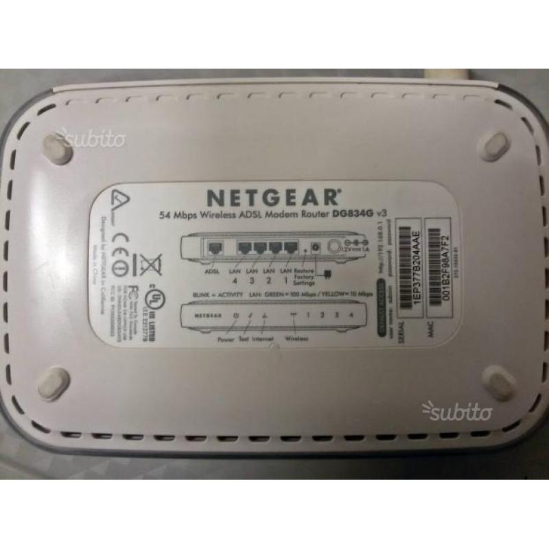 Router ADSL Netgear DG834G V3 4 porte LAN + WIFI