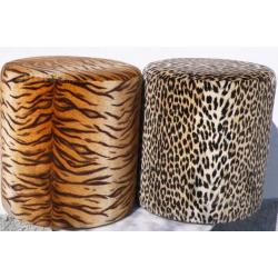 Pouff in tessuto fantasia leopardo e tigre