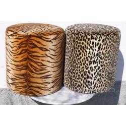 Pouff in tessuto fantasia leopardo e tigre